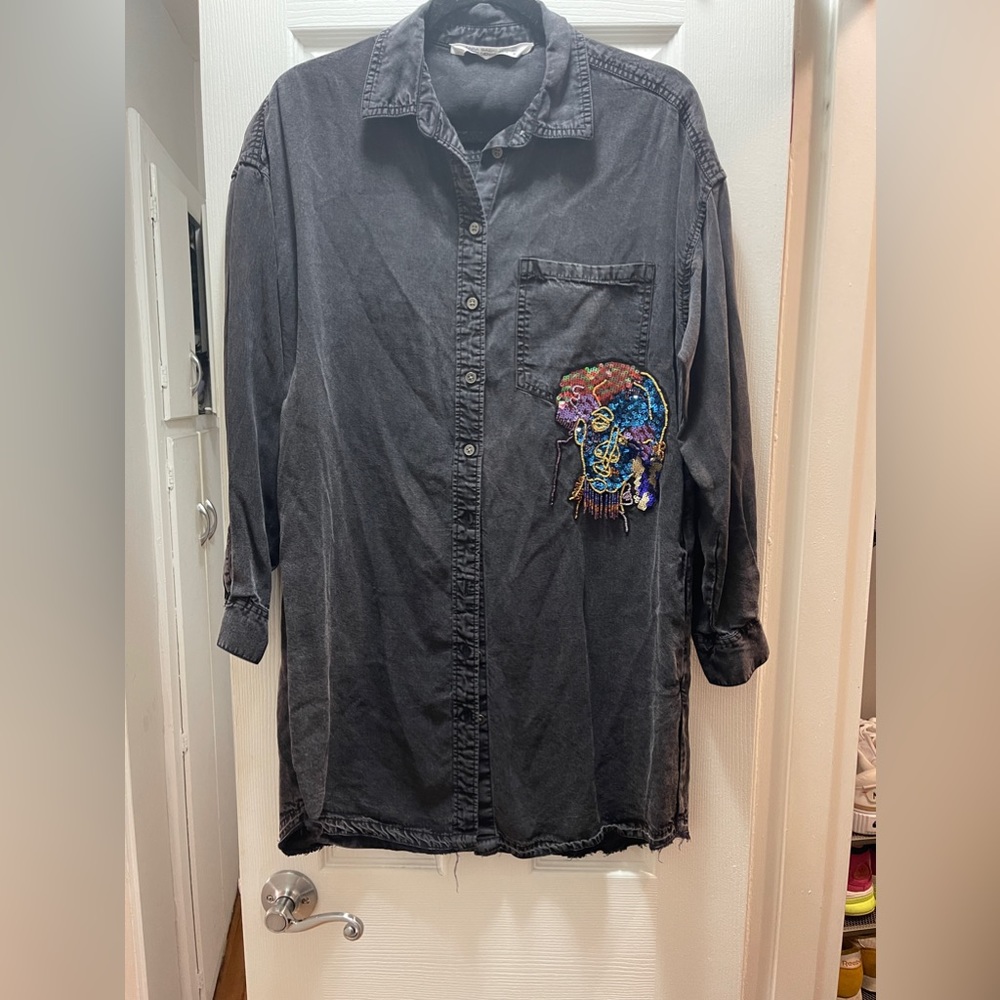 Sequence/beaded embellished button up